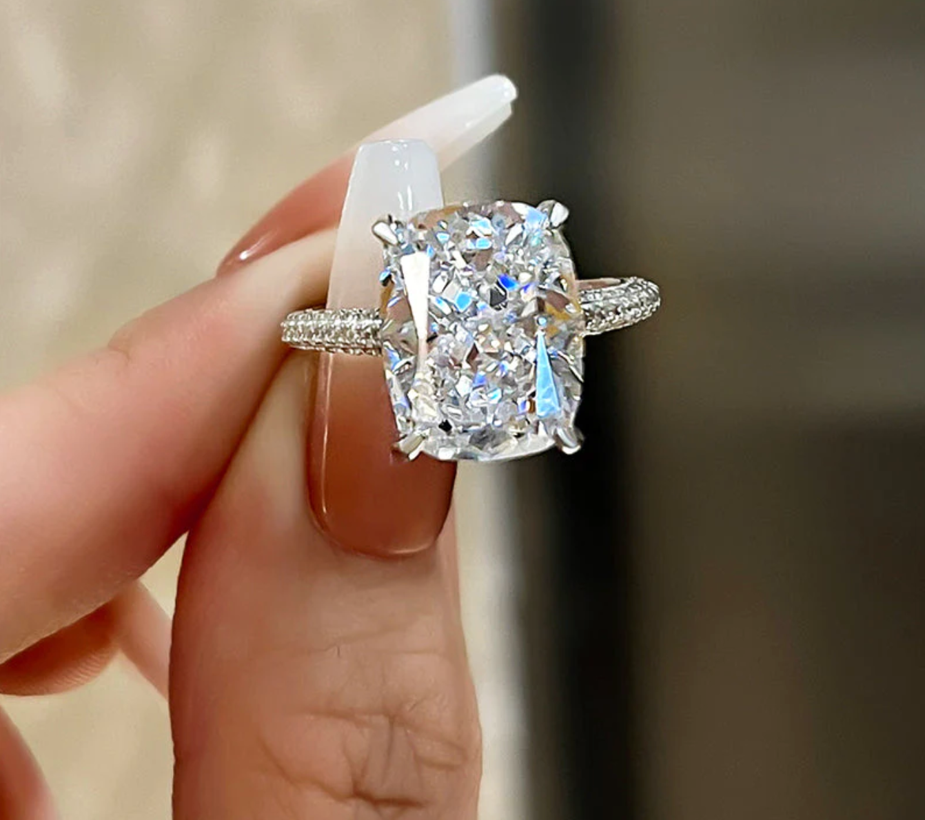 10 Carat Cushion Cut Engagement Ring